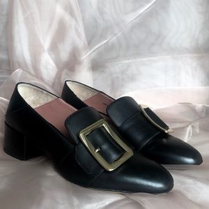 BALLY Janelle Black Calf Block Heel Pumps
